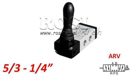 PNEUMATICKÝ RUKOVÄŤ 5/3 1/4 PRT-0852-ARV NÁVRAT S PRUŽINOU