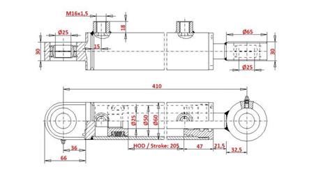 HYDRAULIC STEERING CYLINDER ZETOR 7245