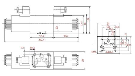 VANĂ ELECTROMAGNETICĂ HIDRAULICĂ KV-4/3 CETOP 5 12/24/230V N1
