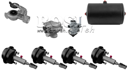 LUFTHYDRAULISCHER BREMSATZ FÜR ANHÄNGER KOMPLETTES EINLEITERSYSTEM 4 ZYLINDER