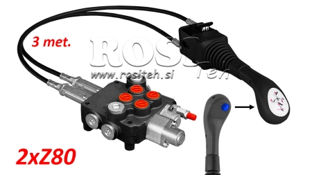 JOYSTICK 1x PULSANTE - CAVO BOWDEN 3 m + VALVOLA IDRAULICA 2xZ80 + FUNZIONE FLOTTANTE