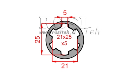 ZAPFWELLENADAPTER HÜLSE 21x25x5 (6 VERZAHNUNGEN) (60 mm)