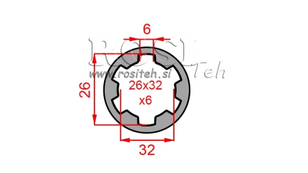 ZAPFWELLENADAPTER HÜLSE 26x32x6 (6 VERZAHNUNGEN) (60 mm)