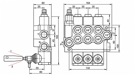 MANUAL HYDRAULIC VALVE MONOBLOCK 3xZ50