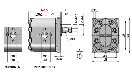 HYDRAULIK PUMPE GR.3 46 CC RECHTS - FLANSCH
