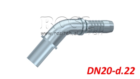 CONECTOR HIDRÁULICO MANGUERA CODO DE TRANSICIÓN 45° DN20-d.22