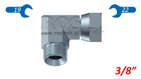 IDRAULIKUS 90° RÖVID KÖNYÖK BSP FORGÓANYA - KÜLSŐ 3/8