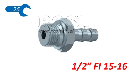COLLEGAMENTO MASCHIO IDRAULICO 1/2 PER TUBO IN GOMMA Φ 15-16