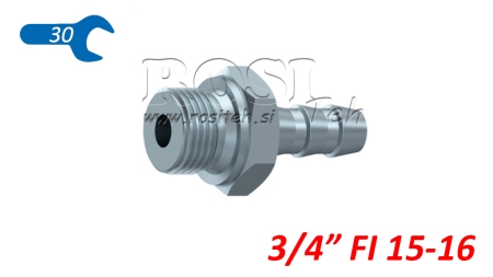 COLLEGAMENTO MASCHIO IDRAULICO 3/4 PER TUBO IN GOMMA Φ 15-16