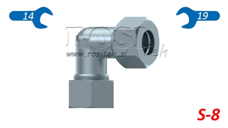 HYDRAULIC 90° ELBOW S-8 WITH NUT