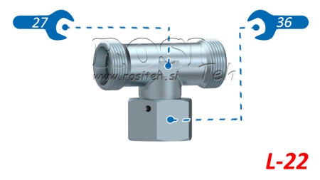 HYDRAULISCHES T-STÜCK L-22 MIT ZENTRALER SCHWENKMUTTER M30X2