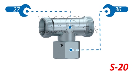 HYDRAULISCHES T-STÜCK S-20 MIT ZENTRALER SCHWENKMUTTER M30X2