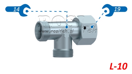 HYDRAULISCHES T-STÜCK L-10 MIT SEITLICHER SCHWENKMUTTER M16X1,5