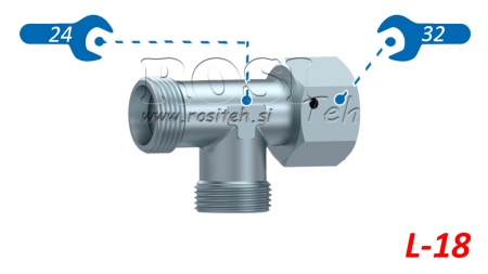 HYDRAULISCHES T-STÜCK L-18 MIT SEITLICHER SCHWENKMUTTER M26X1,5