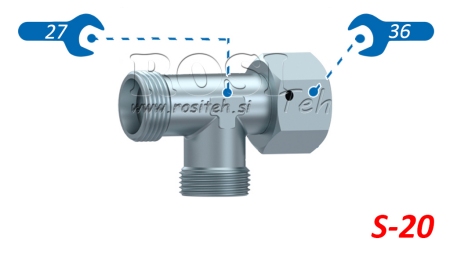 HYDRAULISCHES T-STÜCK S-20 MIT SEITLICHER SCHWENKMUTTER M30X2