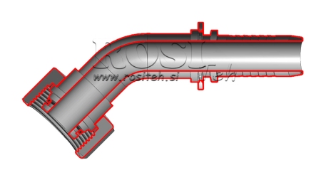 HYDRAULIC FITTING DKOS 25 WITH FEMALE ELBOW 45 DN19-M36X2