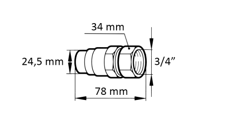 RASK KOBLING GRAVEMASKIN FFH HANN 3/4 38MM