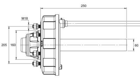 SEMIALBERO CON FRENI - 2700 kg (6 VITI) - 250 mm