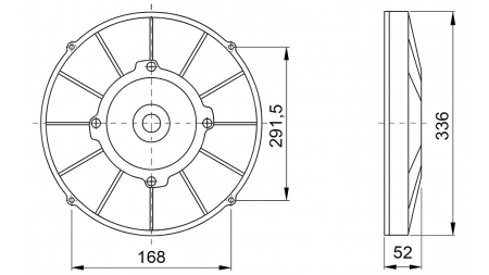 VENTILATOR AXIAL 305MM PUSH 12V