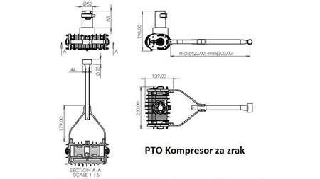 dimensões do compressor de trator