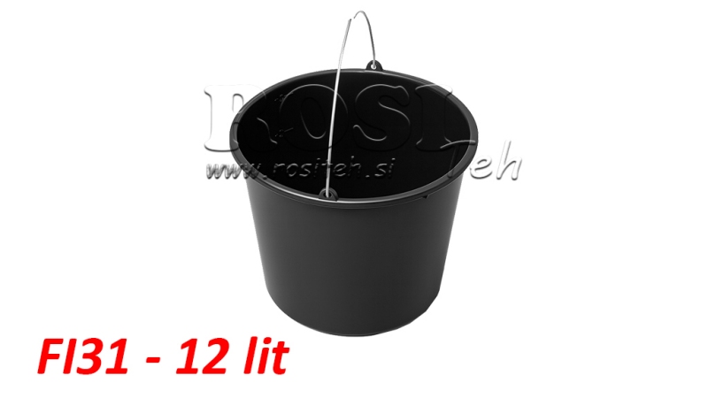 BLACK PVC BUCKET - Ø31 × 24 cm - 12 lit