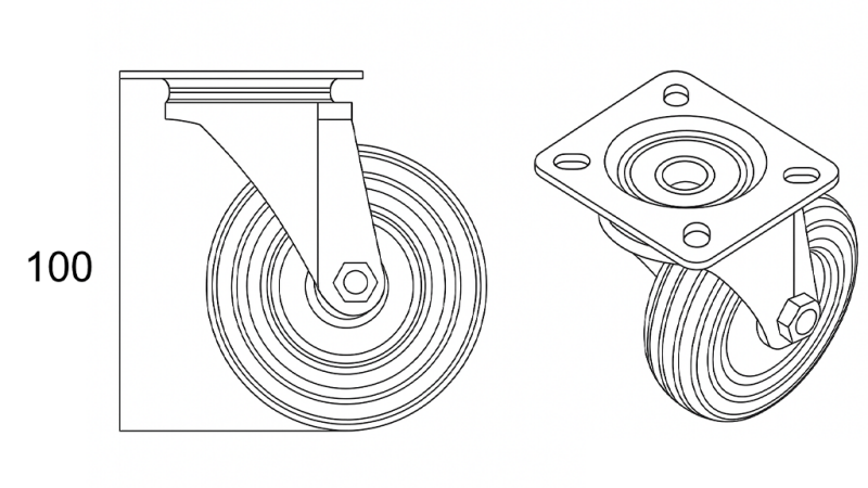 ROATA 75mm CU BAZĂ ROTATIVĂ