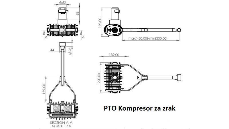 dimensões do compressor de trator
