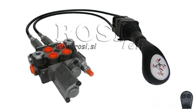 JOYSTICK 2x TASTE MIT ROLLE 1 m UND HYDRAULIKVENTIL 2xP40 l. SCHWEBEND