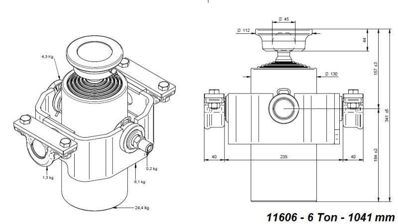 CILINDRO TELESCÓPICO COMPACTO 6 GRADOS 1041mm x125 -BOLA