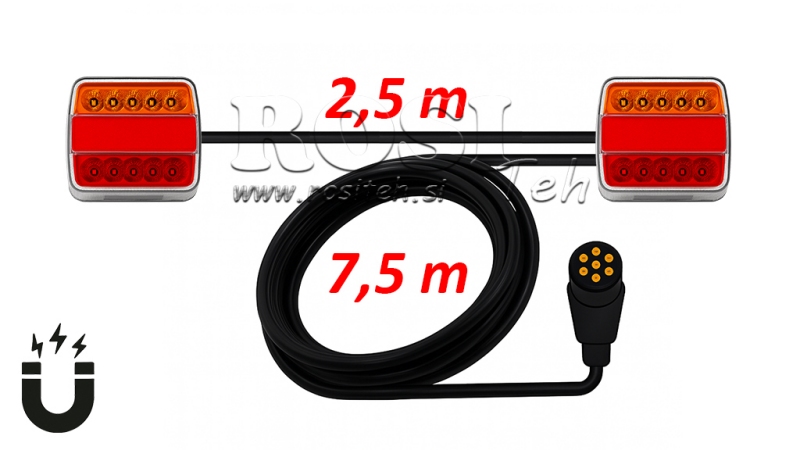 MAGNETYCZNE ŚWIATŁA TAIL LED Z KABLEM