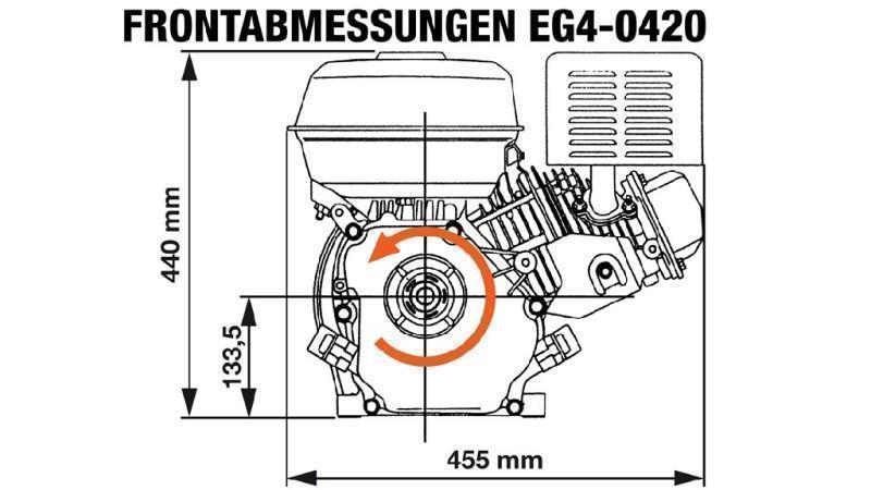 BENZINMOTOR EG4-420cc-9,6kW-13,1HP-3.600 U/min-H-KW25x88.5-manueller start