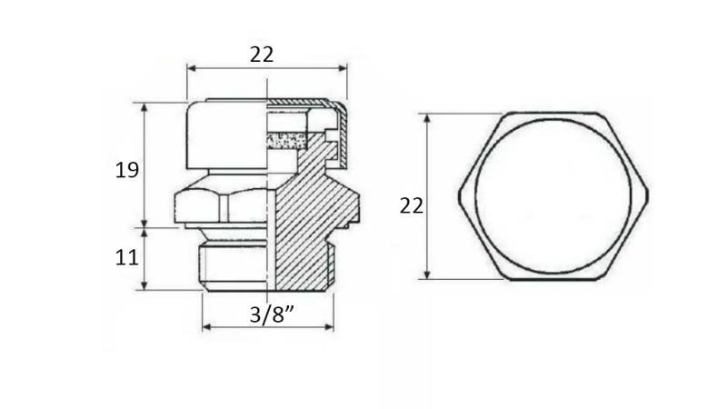 HYDRAULIC BREATHER CAP PTO 3/8