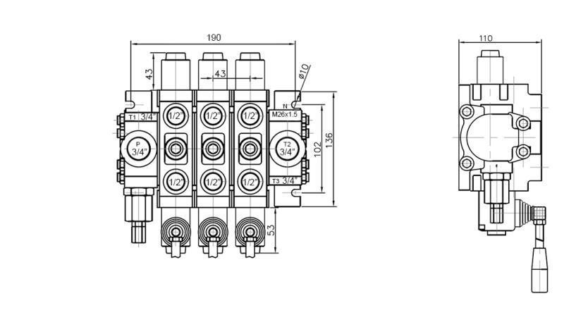 HIDRAULIKUS SZELEP 3xPC70