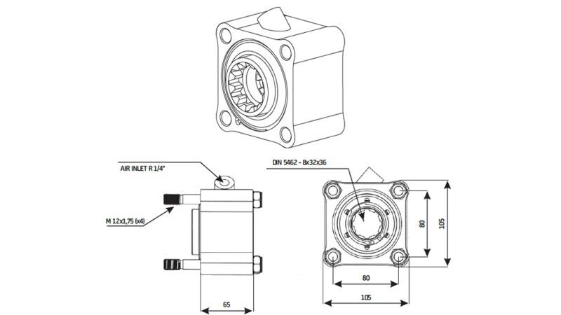 Mitat HYDRAULINEN PUMPPU VETO - ZF1 ALUMIINI