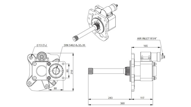 Méretek HIDRAULIKUS SZIVATTYÚ MEGHAJTÁS - MERCEDES G155 - 2 ACTROS