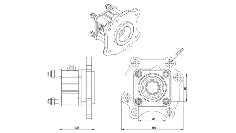 NEBENANTRIEB FÜR HYDRAULIKPUMPE - MERCEDES ATEGO-1  - 6 HOLES