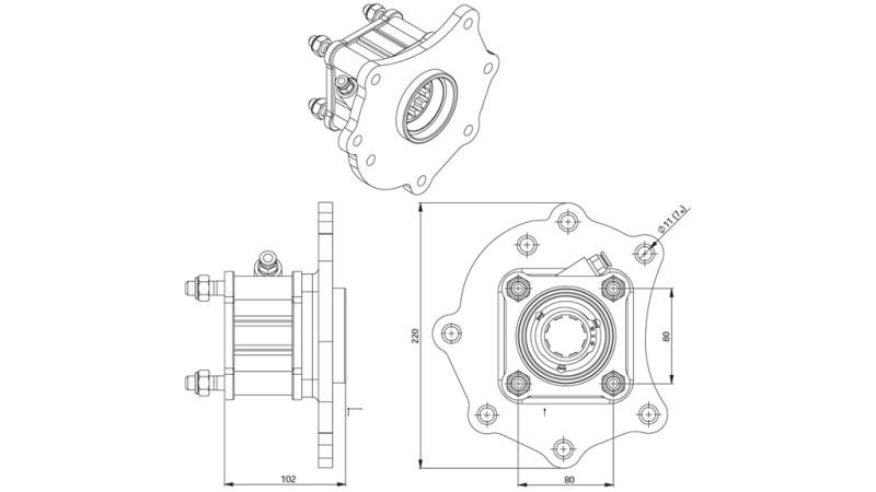 Dimenzije ODGON ZA HIDRAVLIČNO ČRPALKO - MERCEDES ATEGO-1 -7 HOLES