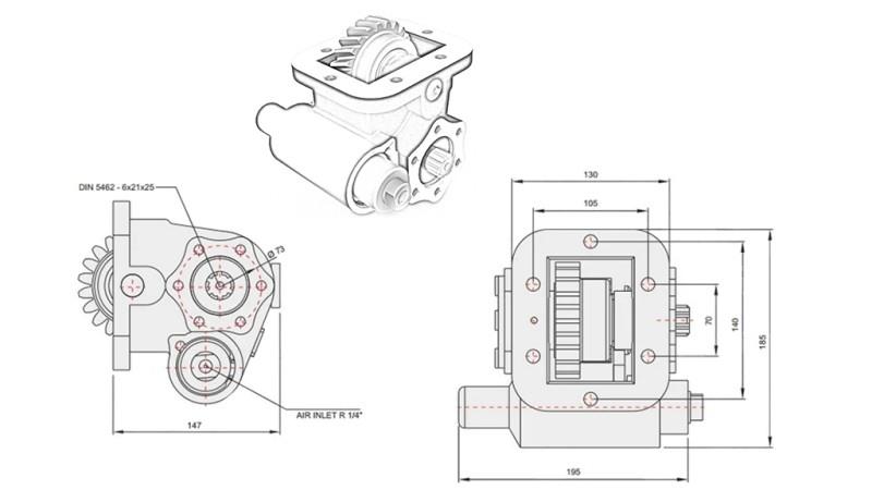 Dimensioner AV HYDRAULISK PUMP - IVECO 475 SMLX