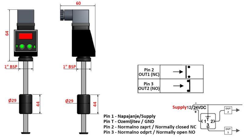 ELEKTROMAGNETICKÝ ÚROVNOMĚR l-200mm