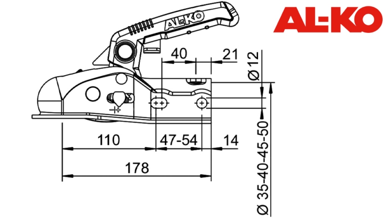 VUČNA KUKA AL-KO AK-270 ZA AUTO PRIKOLICU OKUGLA 2.700 kg FI35-40-45-50