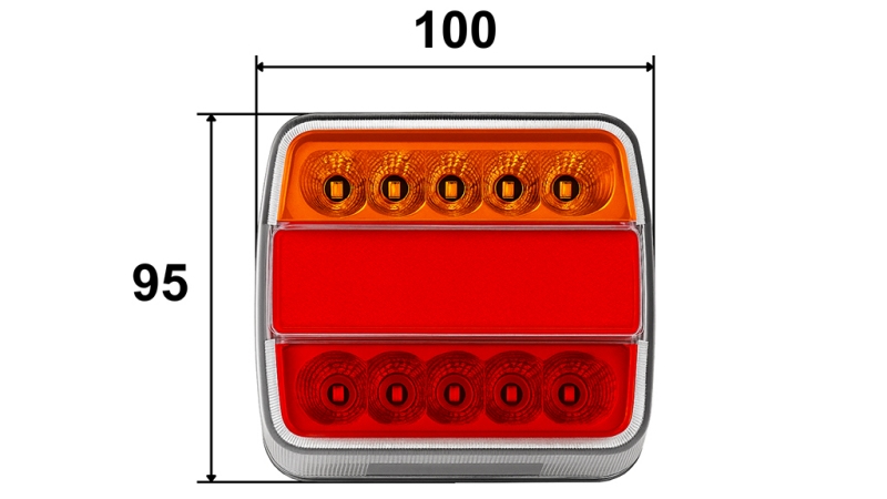 LED BAKLYS FOR VOGN KOMBINERT 4 FUNKSJONER 12V