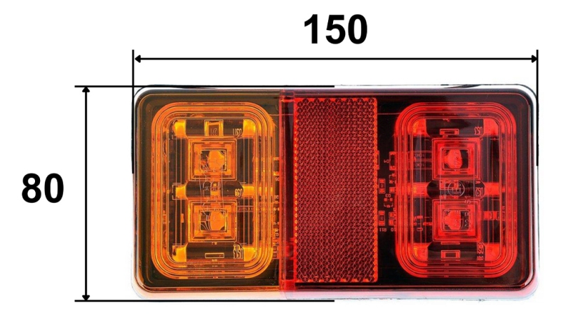 LED TYLNY LAMPKA 3 FUNKCJE 12V-24V KOMBINOWANA