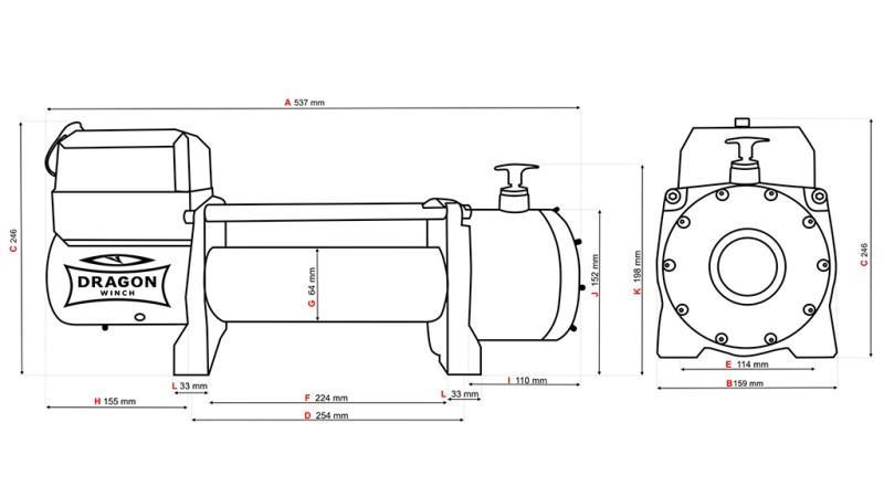 12 V ELECTRIC WINCH DWM 13000 HD - 5897 kg - SYNTHETIC ROPE