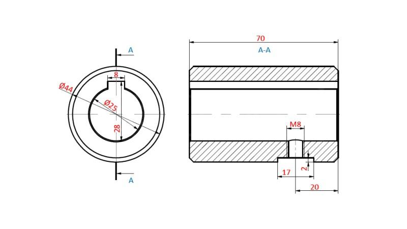 REDUZIERHÜLSE FÜR MP - MR ÖLMOTORE 25x70x10