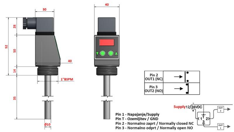 THERMOSTAT MIT DISPLAY XT51V 0-100°C l-50mm