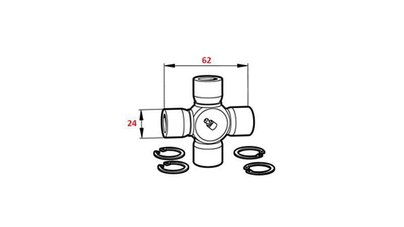КРЪСТ F-24.00X62.00 ЗА ECO КАРДАН 790mm 35-60HP СТАНДАРТ