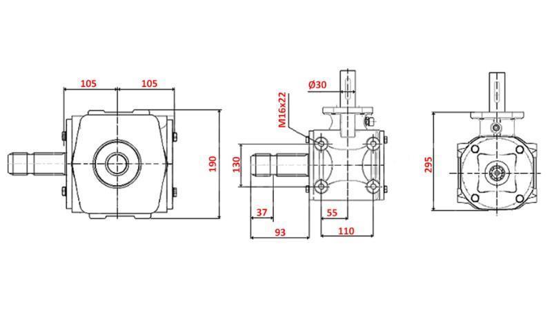 ANGULAR REDUCTOR 1:1,56 (56HP-43kW)