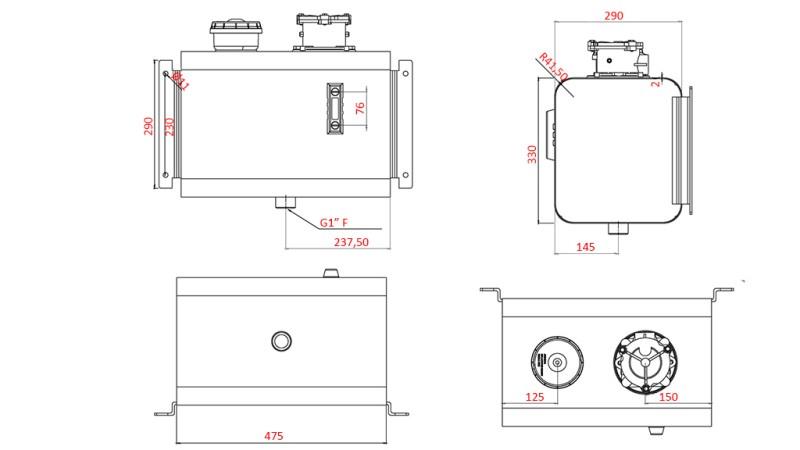 METALLTANK TOP 40 Lit 320x290x475mm