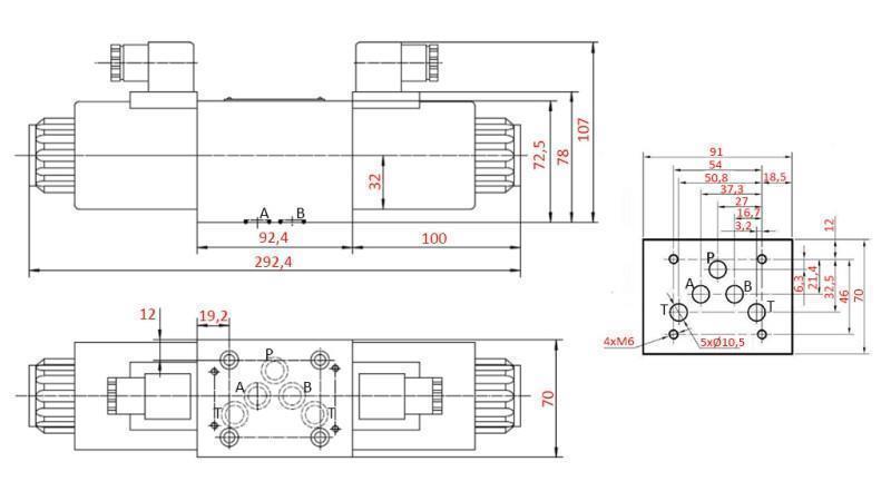 HYDRAULISK ELEKTROMAGNETISK VENTIL KV-4/3 CETOP 5 12/24/230V N1