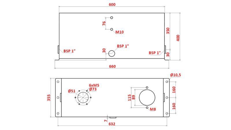 SERBATOIO IN METALLO 75 LITRO CUBO 400x355x600mm COMPLETO DI ATTREZZATURA